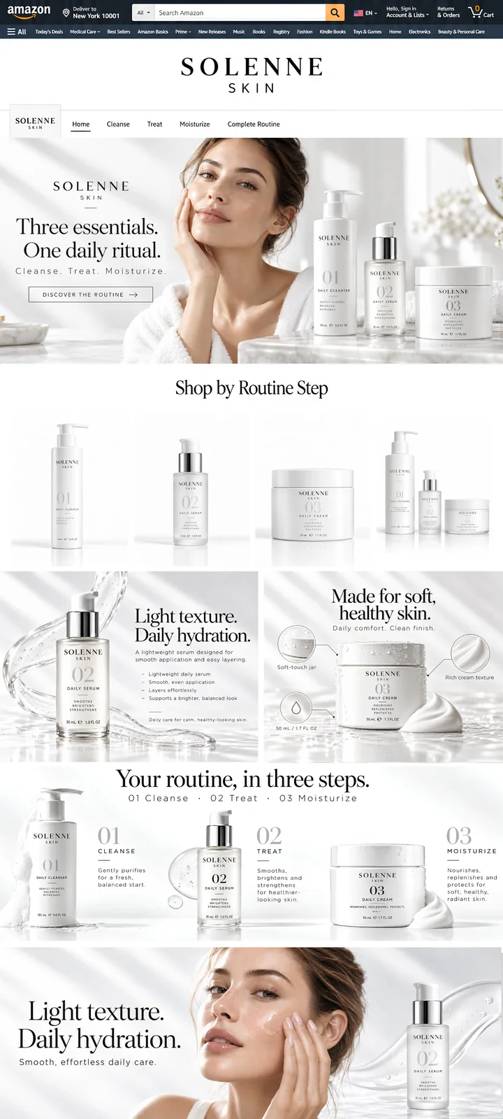 Solenne Skin Amazon storefront featuring skincare products