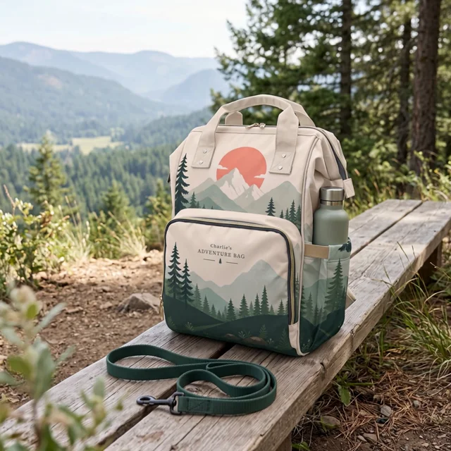 Adventure backpack on a mountain trail